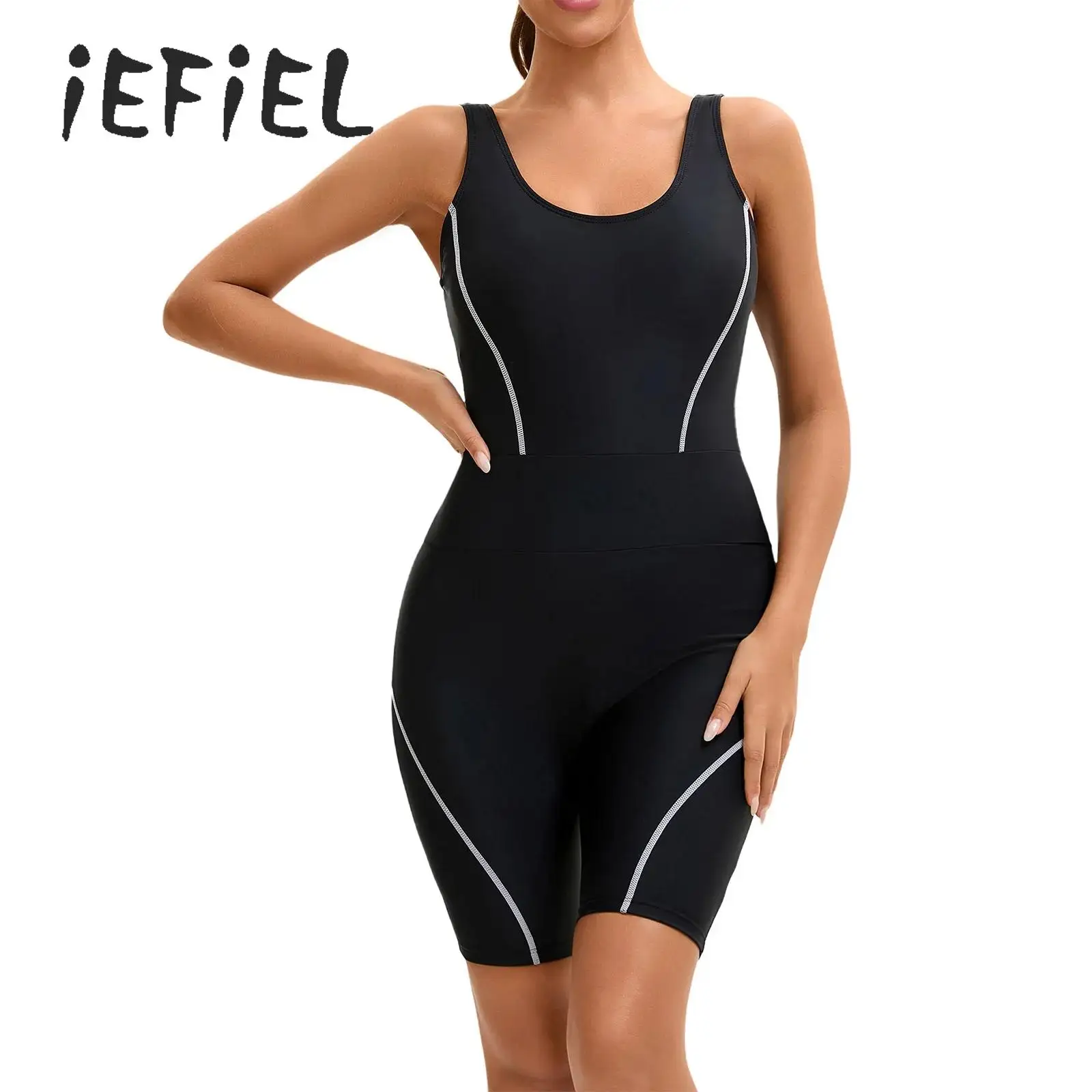 

Women One-Piece Rash Guard Swimsuit Swimwear With Boy Shorts Short Sleeveless Vest Athletic Swimming Surfing Bathing Suit