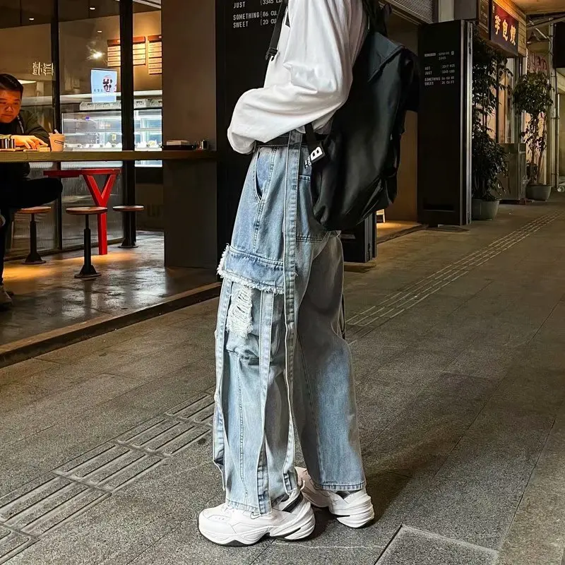 

2023 Spring Autumn Man Loose Baggy Jeans Hiphop Skateboard Denim Pants Street Loose Casual Wide Leg Male Ripped Trouses C198