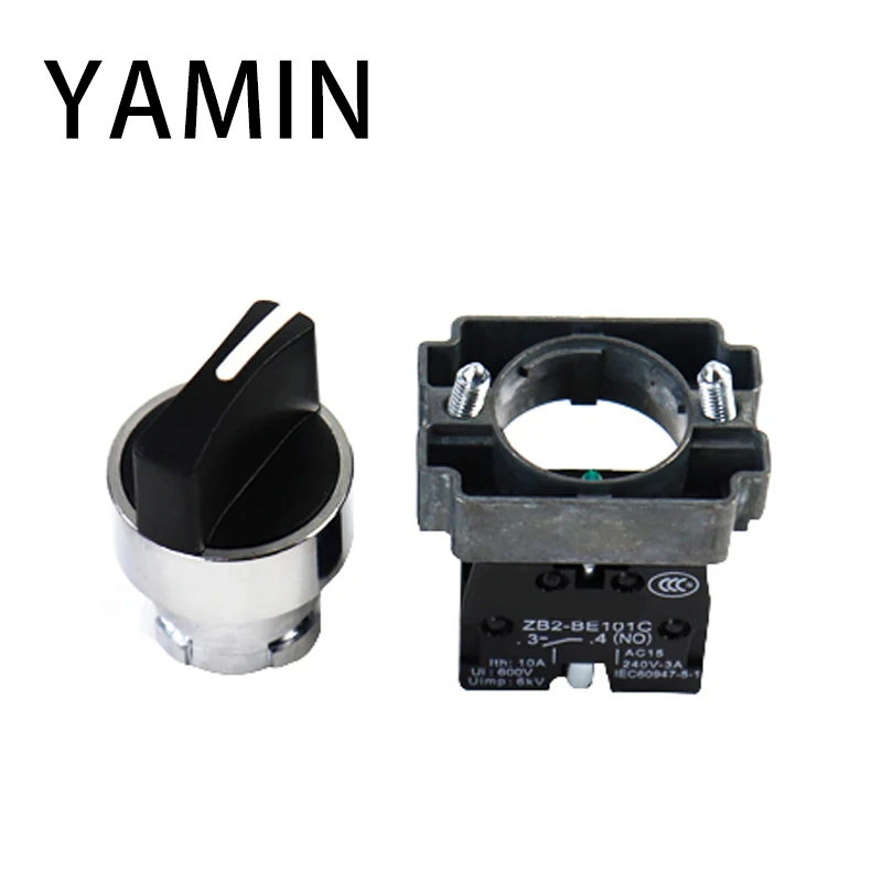 P87 Rotary switch knob 22mm 2 position Self-locking Latching Switch 1 NO Maintained Select Selector XB2-BD21C XB2-BD21 BD41C