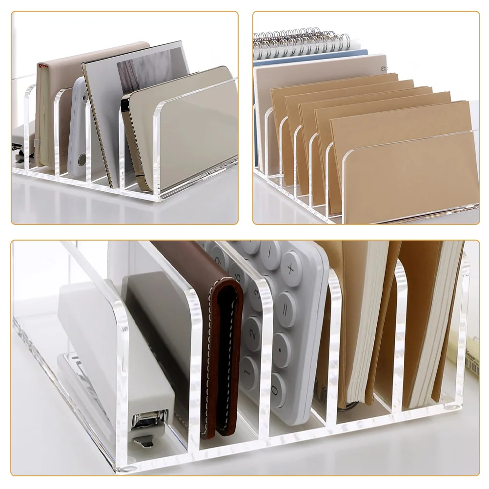 

File Holder Desktop Book Rack Acrylic Organizer Vertical Office Magazine Storage Home Supply Letter Racks for Home