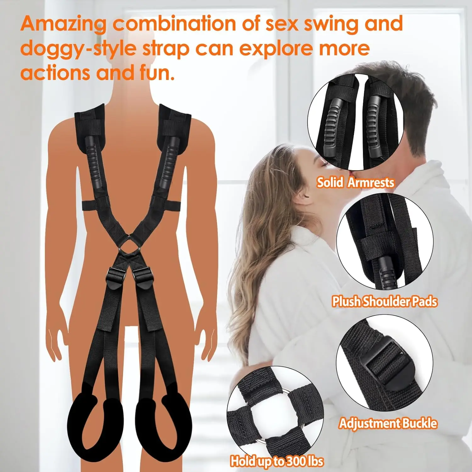 BDSM Bondage Sex Swing Set para Casais, Love Slings, Alça Ajustável, Brinquedo Adulto do Sexo, Esteira de enchimento macia, Brinquedo de Restrições Sexuais