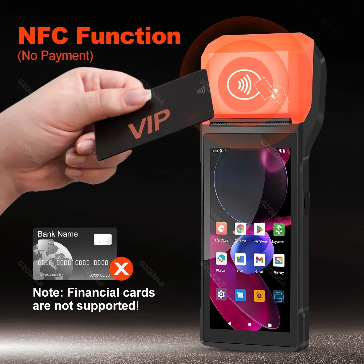 Handheld Android POS PDA Terminal Receipt Bill Thermal Printer Machine All in one with NFC Camera Barcode Reader(Not for Payment