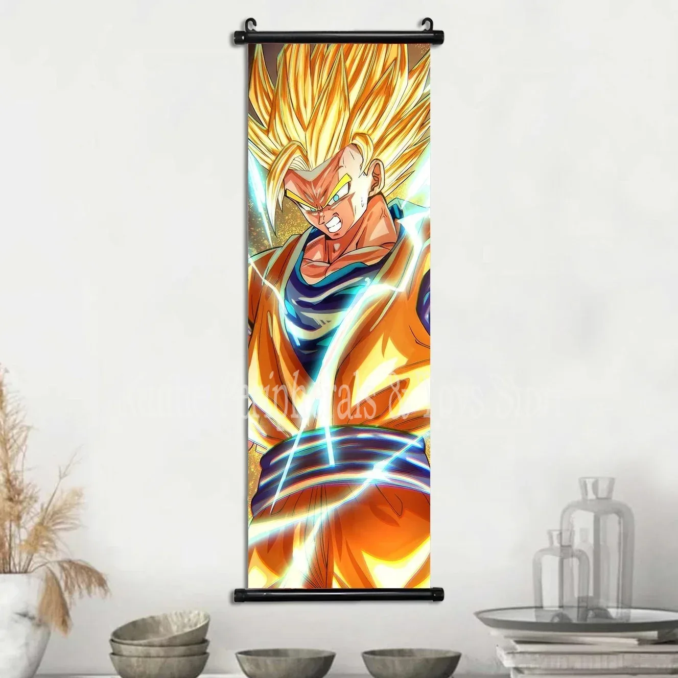 Bandai Gedrucktes Dragon Ball Poster, Anime-Wandkunst, Goku-Bilder, Bej Defensa, Gemälde auf Leinwand, Super Saiyajin, hängende Schriftrollen, Heim- und Raumdekoration 3