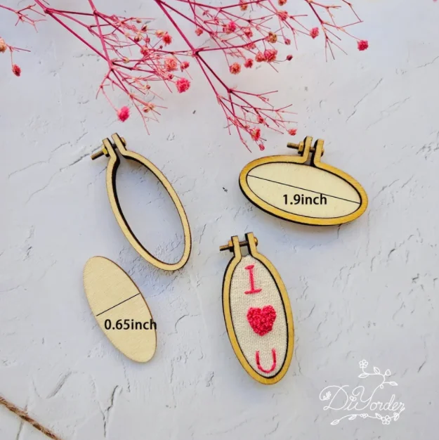 Mini Wood Embroidery Hoop Pendant Laser Cut Embroidery Frame Tiny Stitching Jewelry Hoop For Necklace Oval And Round