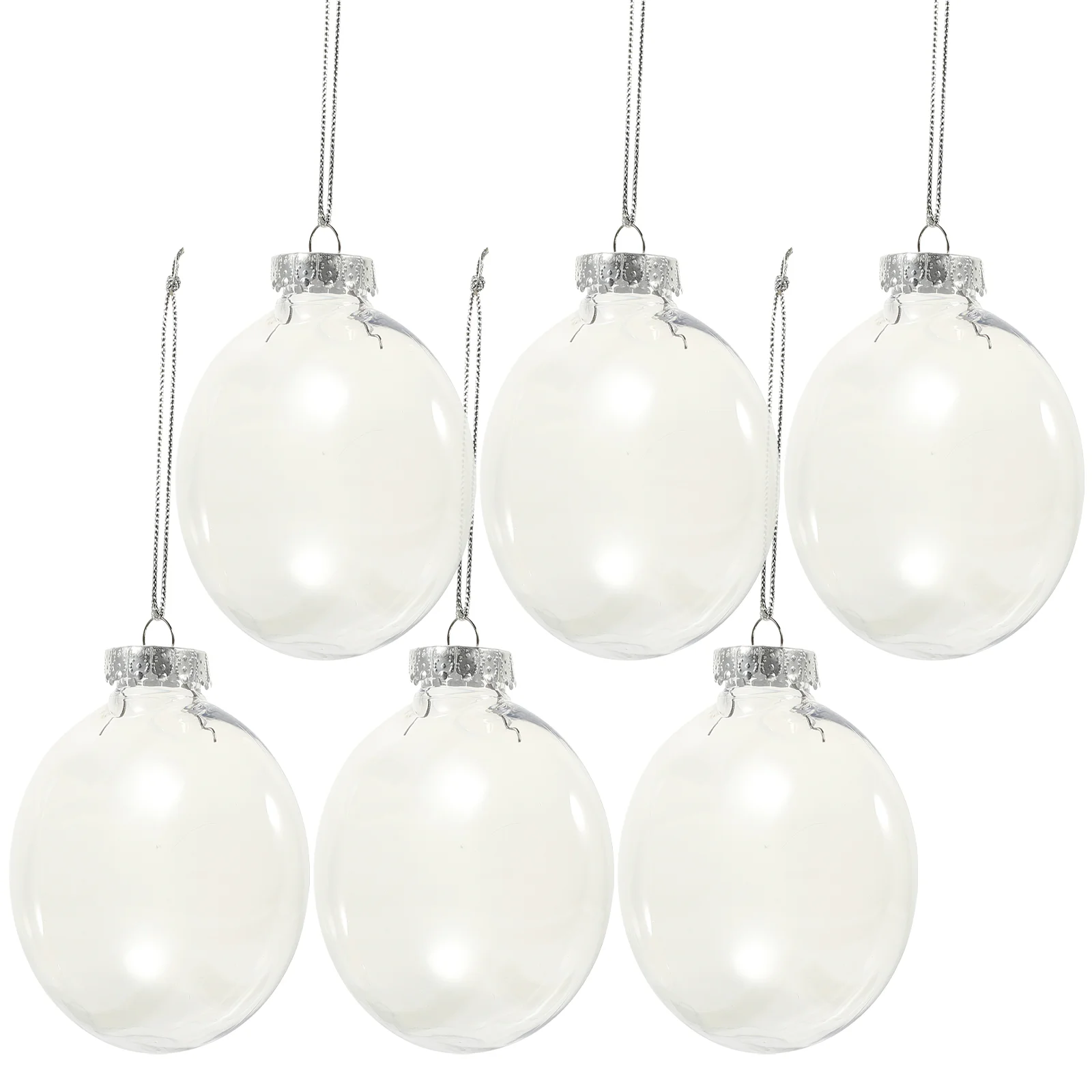 

6 Pcs Christmas Flat Balls Fillable Clear for DIY Party Favor Ornament Small Flocked Tree