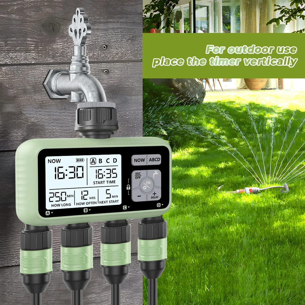 

Eshico HCT-379 Outdoor Garden Smart 4 out irrigation timer Four independent interfaces for easy installation of garden tools