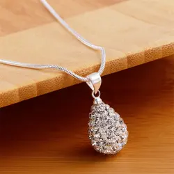 Fashion 925 Sterling Silver 18-24 Inches Exquisite Water Drop Zircon Necklace For Charm Women Wedding Gift Jewelry Party Wholesa