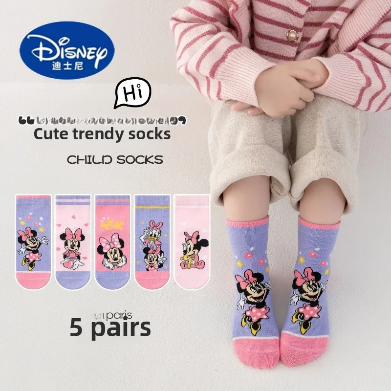 

Disney Girls' Socks 5-Pairs | Mid-Calf Combed Cotton | Cartoon Print for Baby & Toddler