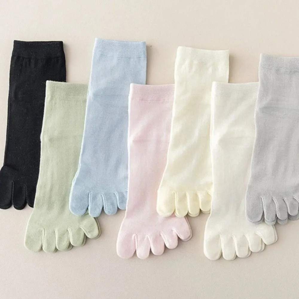 

Unisex Breathable Toe Socks Mesh Sweat Absorption Five-Fingers Sock Deodorant Solid Color Sports Sock Men and Women