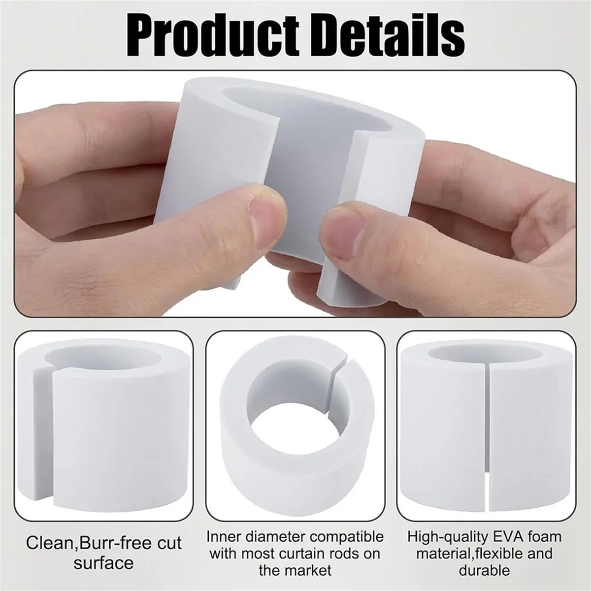 Curtain Spacers EVA Foam Rollers Curtain Shaper Foam Drapery Spacers,Side Cut Design,Curtain Rod Attachments,for Home