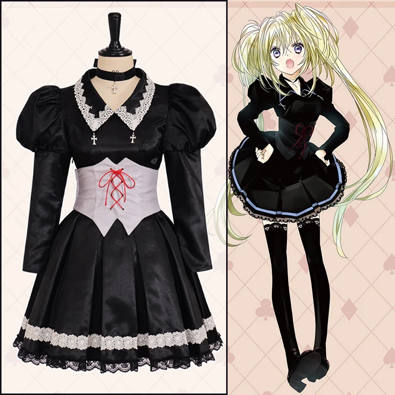 Tsukiyomi Utau Cosplay Costumes Black Dress Anime Shugo Chara Role Play Uniform Halloween Party Dressing For Women