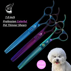 Crane Colofur Pet Scissors Professional 7.0 Inch Pet Dog Grooming Thinning Scissors JPVG10 Teethed Blade Shear Thinner About 25%