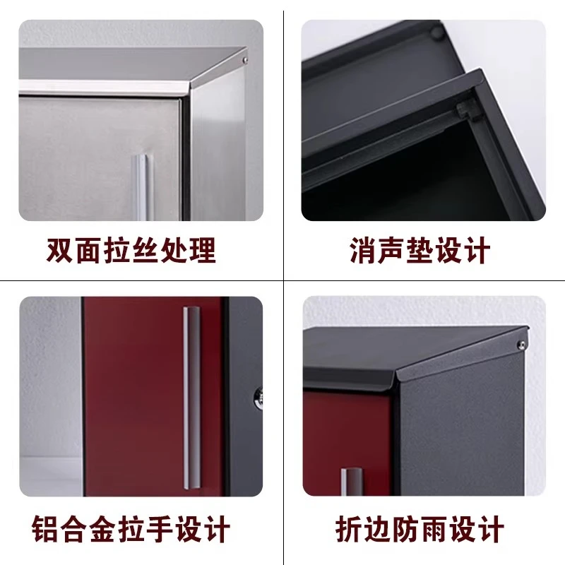 Villa Outdoor Mailbox - Large Stainless Steel Letter Box with Creative Design, Suggestion Drop for Exterior
