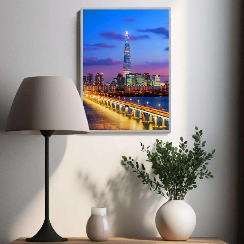 

Lotte Tower Nightscape LED Lamp - 3D Seoul Skyline Room Decor, Anime-Inspired Glowing Light Art for K-Style Modern Homes