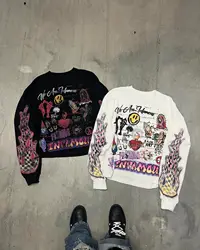 Y2K Long sleeved Sweater New Hip Hop Round Neck Oversized Pullover shirt Men Women Casual T shirt Goth Clothing Tops Streetwear
