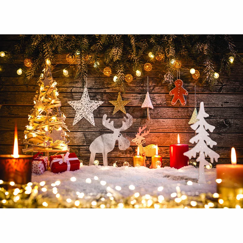 Photorealistic Fabric Christmas Day Photography Backdrops Snowman and Pine Trees Forest Garland Photo Studio Background FSS-203