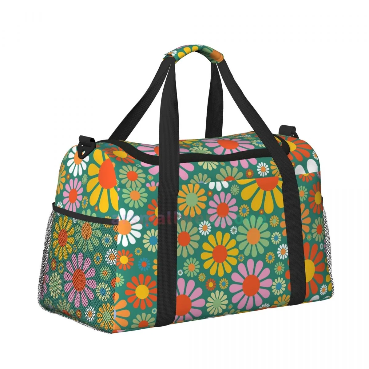 Hippie Flower Travel Duffel Bags Personalized Weekender Bag with Shoulder Strap Sport Gym Yoga Luggage Bag