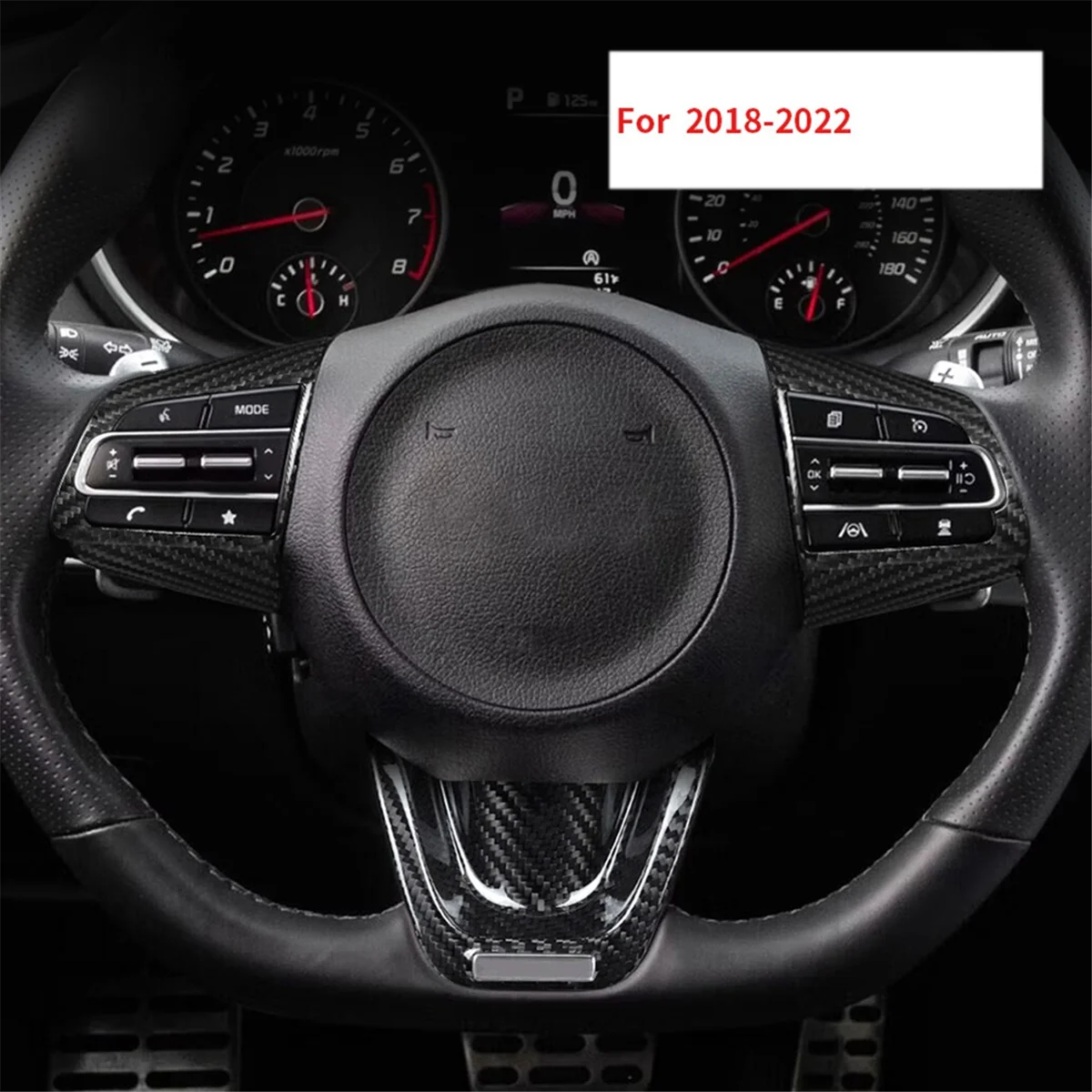 Car Styling Carbon Fiber Steering Wheel Panel Sticker for Kia Stinger 2018-2022 Steering Wheel Control Button Sticker