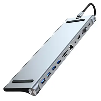 11v1 Hub typu C s 4K HDMI kompatibilním VGA Ethernetovým víceportovým adaptérem 100W PD SD/TF Audio pro Surface/HP/Dell/Lenovo/MacBook 8 nejlepší prodej adaptér z koaxiálního na VGA - №2