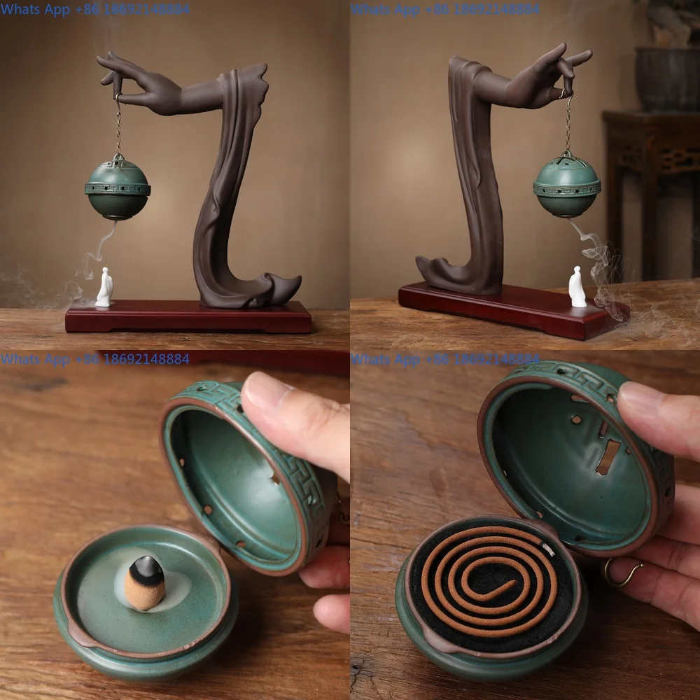 Creative Dual Use Ceramic Hanging Incense Burner for Backflow and Stick Incense Ideal as Decorative Piece
