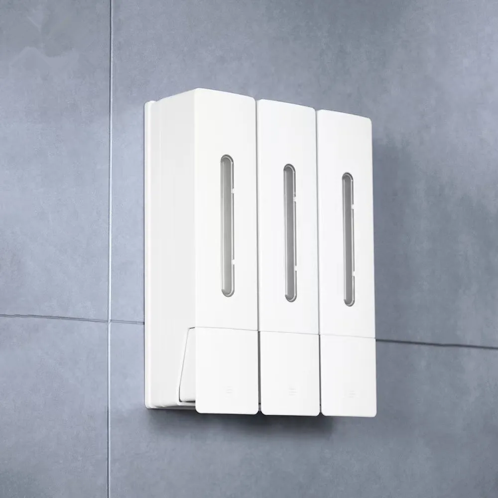 Punch Free Wall Mounted Soap Dispenser Manual Press Shampoo Holder Bathroom Kitchen Shower Gel Container Cleaning Pump Tool