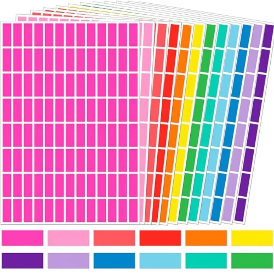 

Rectangular Colored Stickers12 Colors Rainbow Color Color Coding Labels 1inch x 3/8inch 25 x 10mm Assorted Sticker for Offices