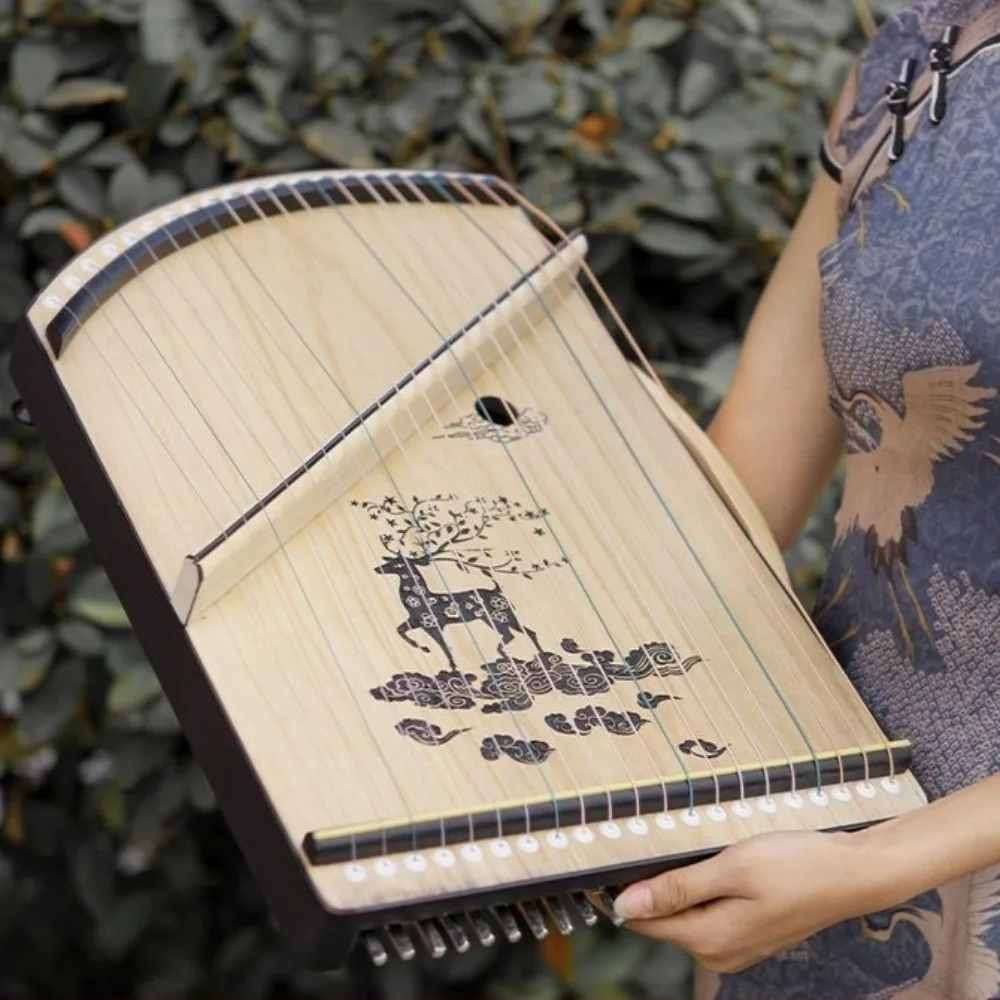 Wooden 21-string Mini Guzheng Professional Finger Technique Training Device Portable Small Guzheng Durable Musical Instruments
