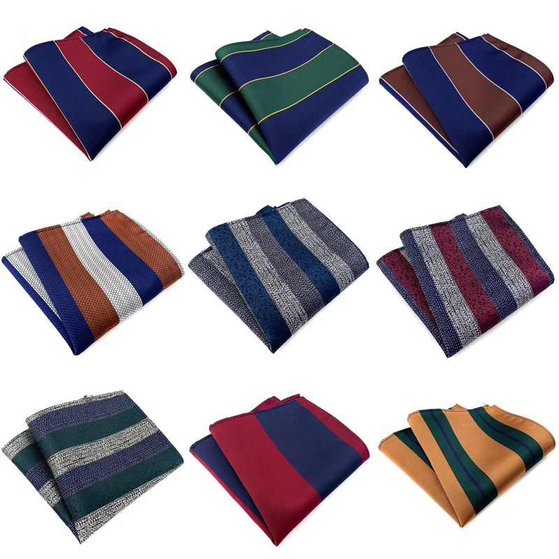 Men's Pocket Square Suit Accessories 25CM Newest design Jacquard Woven Handkerchief Male Stripes Striped Pocket Handker Wedding