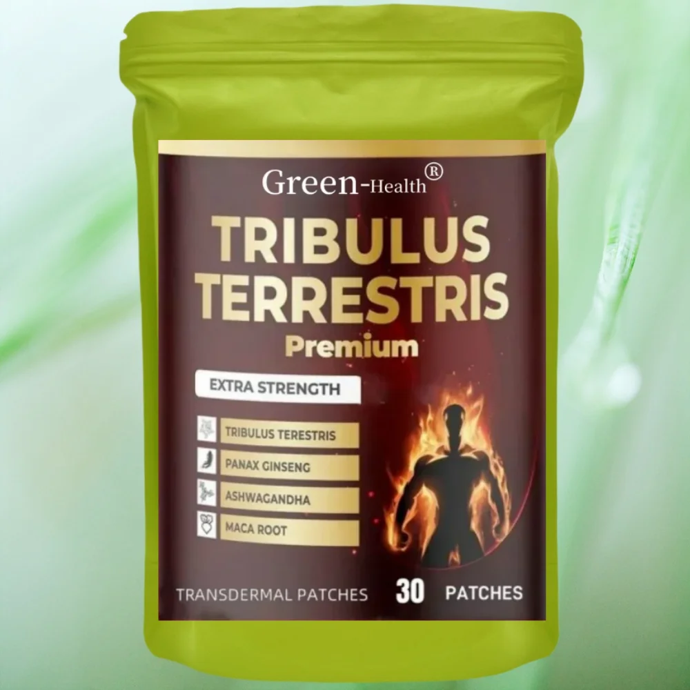 30 Parches Transdérmicos de Tribulus Terrestris con Ashwagandha, Panax Ginseng, Saw Palmetto y Maca para Hombres y Mujeres