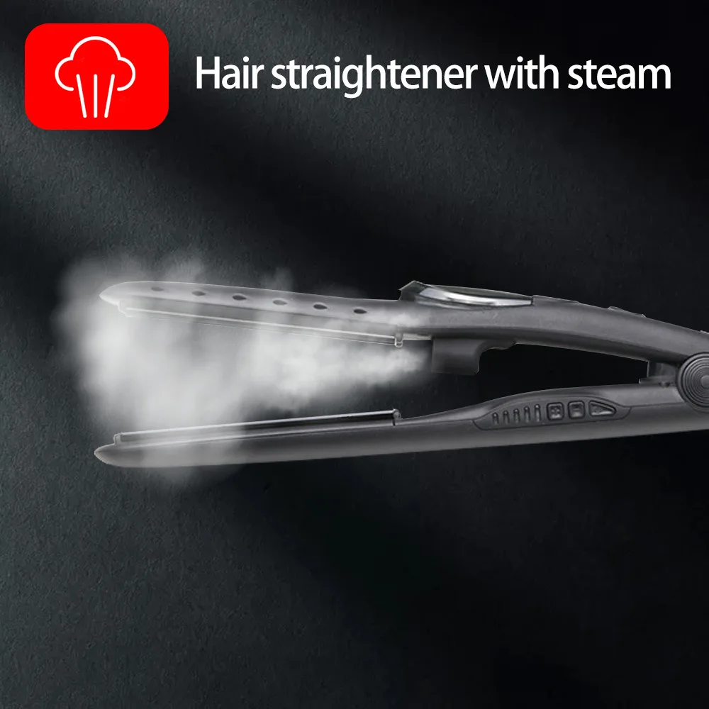 Steam Hair Straightener, Women's Hair Straightener with Temperature Adjustment Function, Heated Hair Straightener