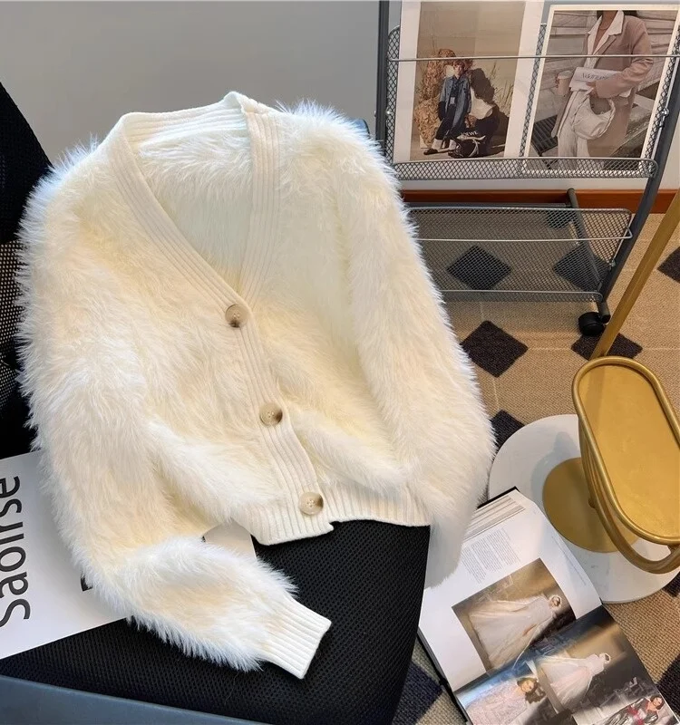 

Faionable Plu Вязаный ор открытый кардиган Женский свободный топ для похудения Sli Свитер Jaet Корейский Sle V-ne Long Sve