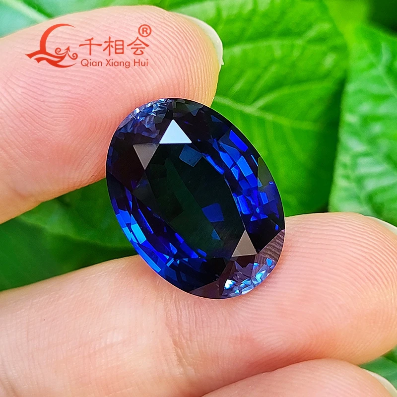 Thailand cut royal  blue color Artificial Sapphire oval shape lab created clear  gem stone  for jewelry making GRC