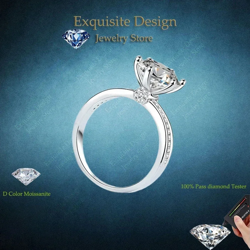 

Exquisite Design PT950 Platinum Rings, VVS1 D Color 3 Carat Moissanite Six Pronged Setting Lovers Daily Ring Women Wedding Party
