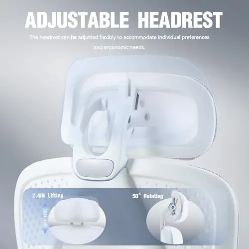 Ergonomic Mesh Office Chair with Adjustable Lumbar Support, Headrest, and Footrest – White