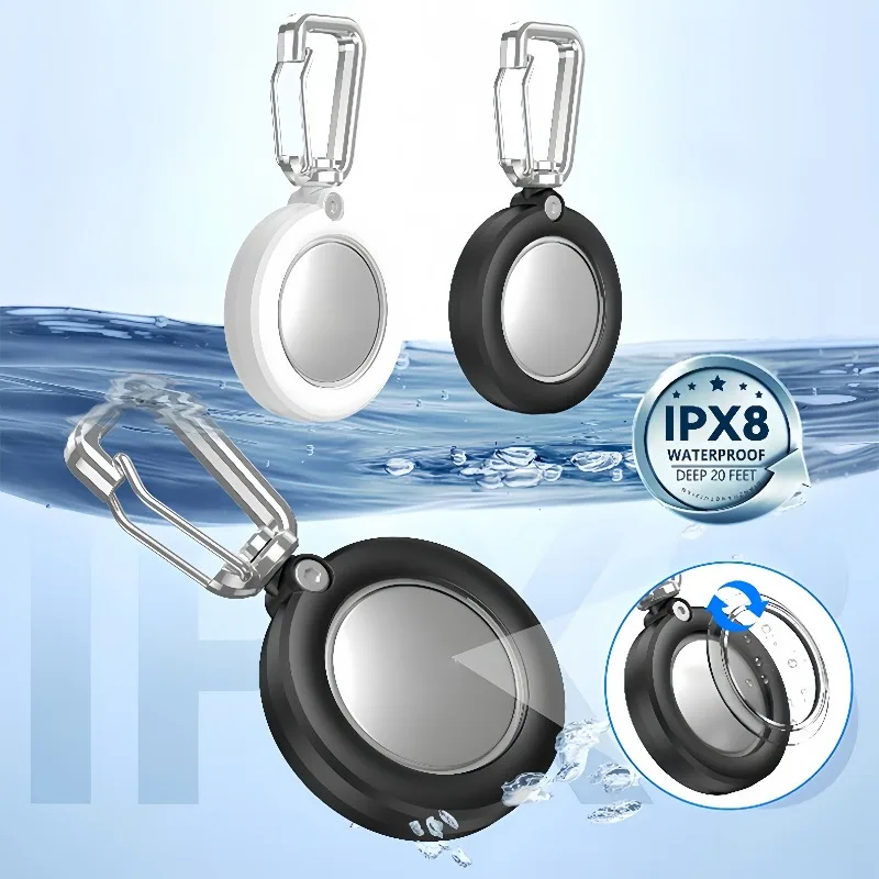 

Anti-Lost Secure Holder Case for For Apple Airtag with Carabiner Locking Clips Waterproof Shell for Luggage Wallet Pet Finders