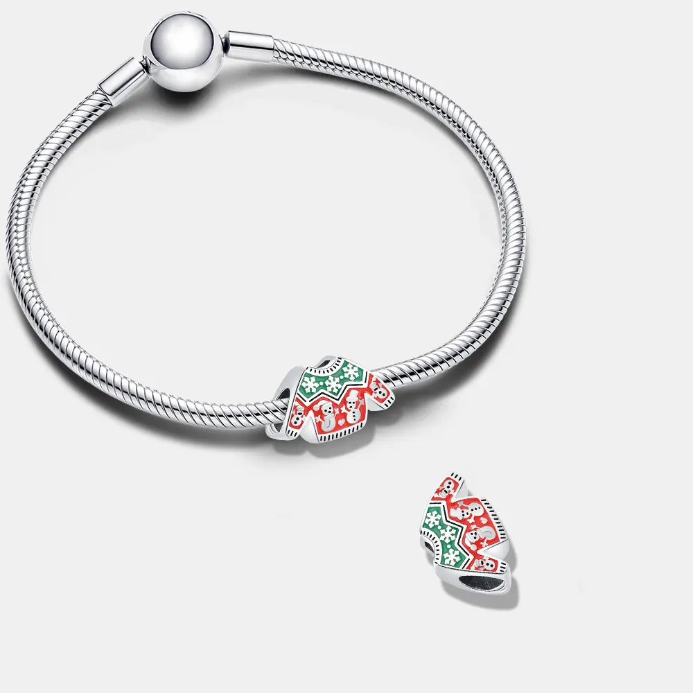 Weihnachts-Charm aus 925er-Sterlingsilber, Weihnachtspullover-Perlen für Original-Armband, DIY, Damen, Party, heißer Schmuck, Geschenk für Liebhaber