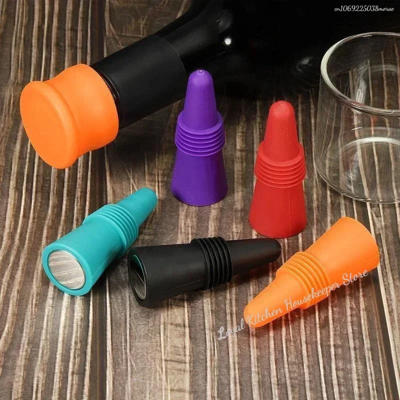 1 قطعة سيليكون النبيذ والمشروبات غطاء زجاجة مجموعة مانعة للتسرب زجاجات الشمبانيا السدادة السدادات النبيذ الفلين التوقف سدادة قابلة لإعادة الاستخدام #4