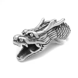 Punk Style 304 Stainless Steel Bead Dragon Tube Bead Antique Silver Color For Diy Bracelet Jewelry Making Supplies 3.6x1.1cm,1PC