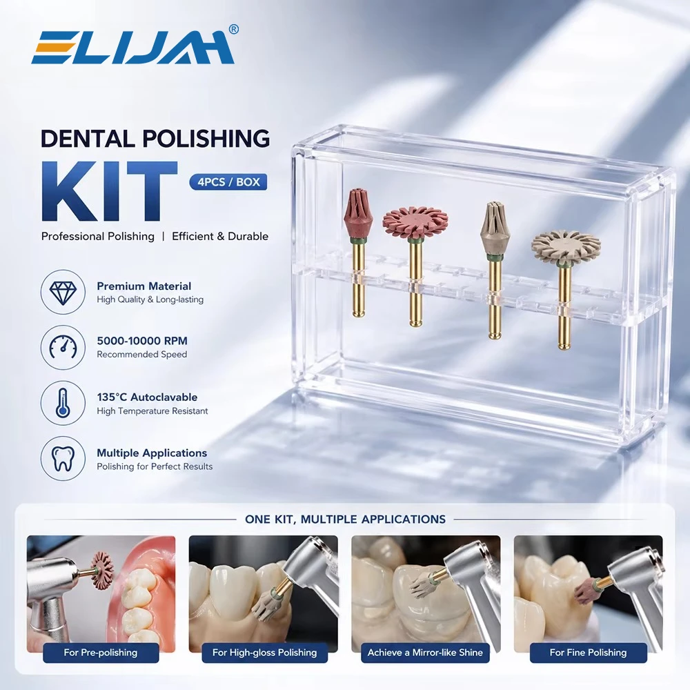 ELIJAH 4Pcs/Set Dental Composite Polishing Disc Wheel Rubber Eagle Polisher Kit Dental Rotary Grinding and Polishing Instrument