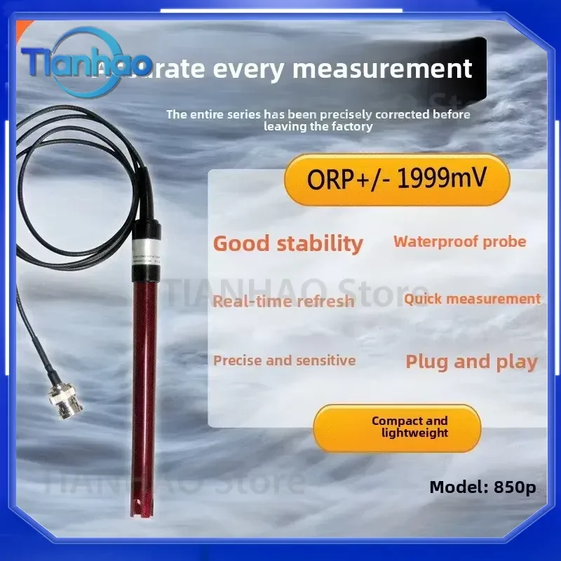 for AZ850P ORP Test Rod Probe Electrode BNC Connector Replacement Sensor for Water Quality pH Meter Measurement Plug and Play