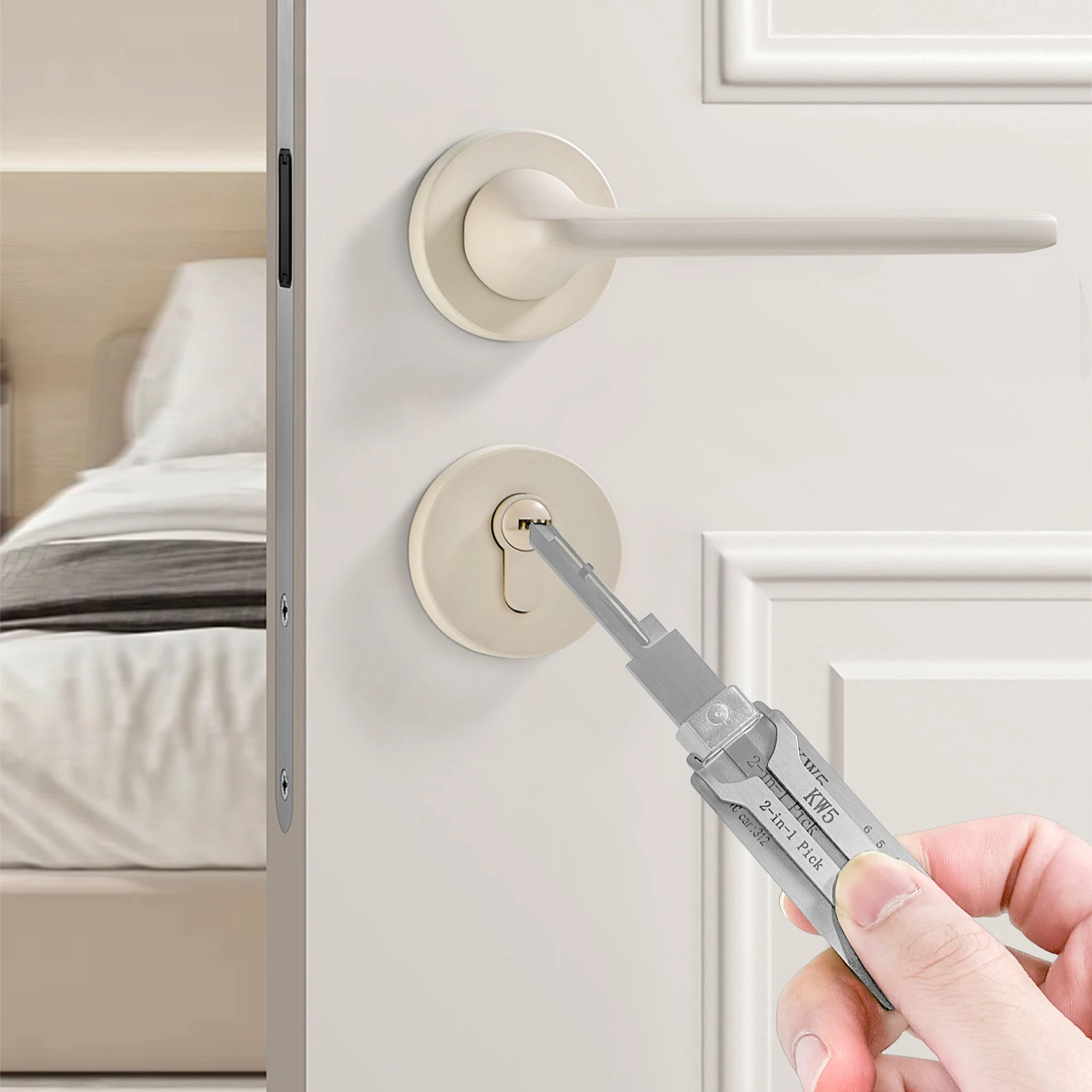 KW5 Key Decoder 2-in-1 Stainless Steel Key KW5 Pick Locksmith Tools O-ring Pickup Repair For Straight Slot key Decoder KW5 Tools
