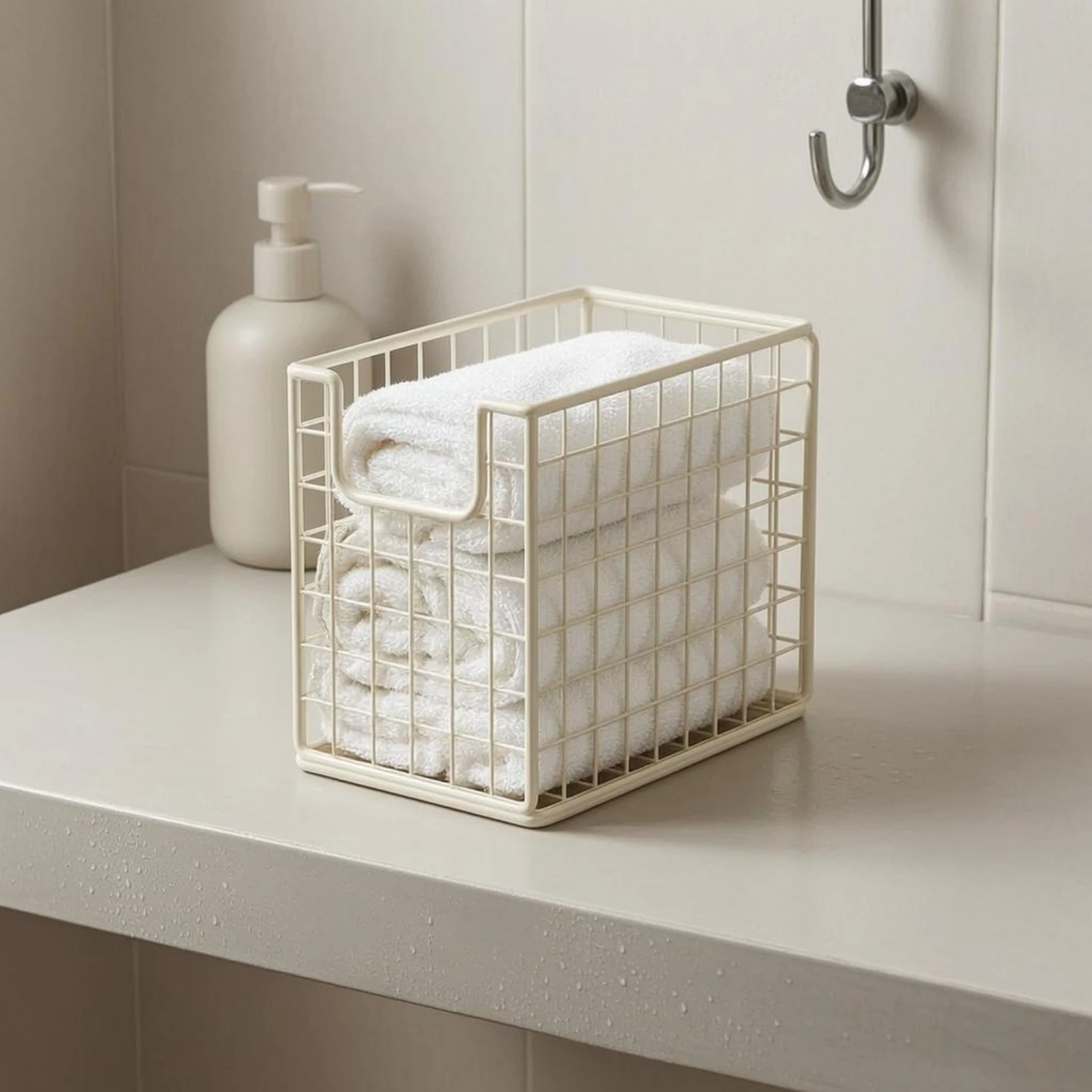Picture 4: Wire Storage Basket Rack Coated Finish Rectangular Wire Grid Basket Floor Standing Visible Mesh Design