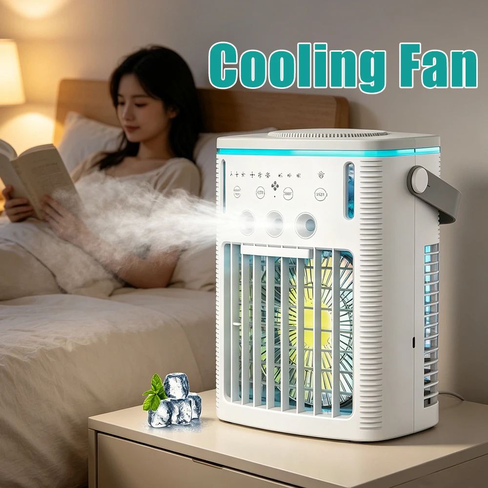 Powerful Water Tank Cooling Fan  / Ice Plate Air Cooler Spray Mist Portable Evaporative for Home Bedroom Office Kitchen