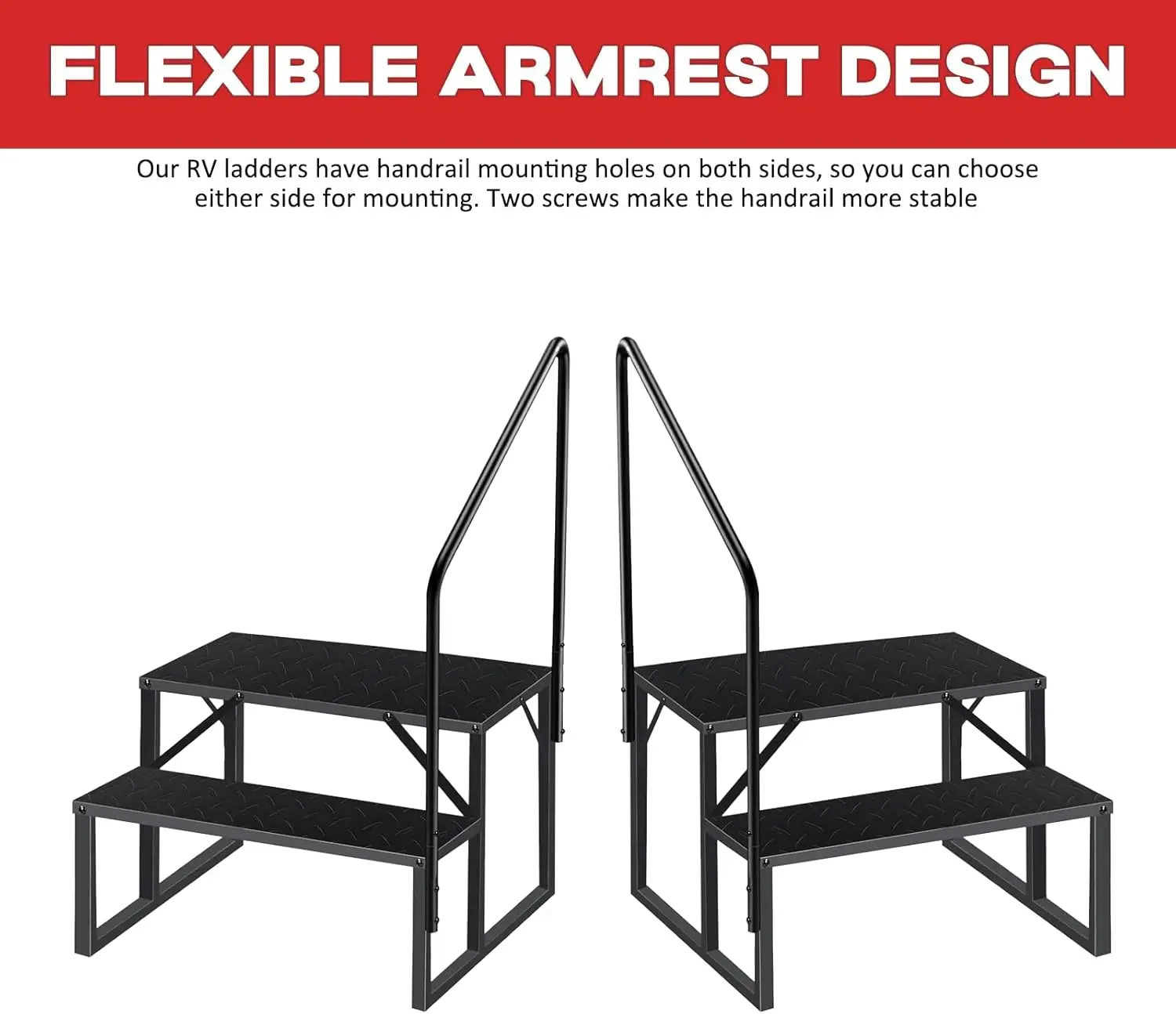 2 RV Steps with Handrail Update 3.0, Portable RV Stairs 3 Step, Truck Camper Steps Stool Ladders for Trav