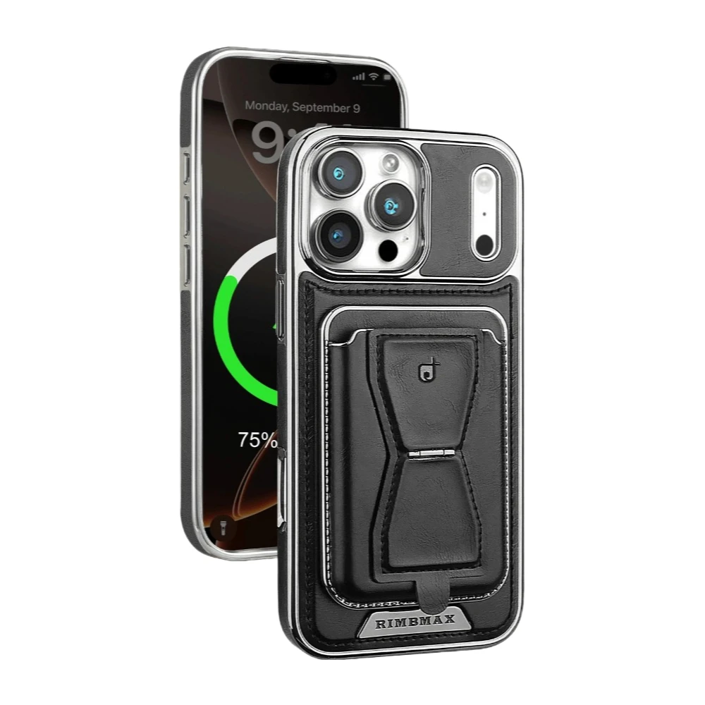 

Magnetic Leather Case for iPhone 17 Pro Max 16 16E 15 Plus 14 13 12 electroplate Bumper Detachable Card Holder Wallet Hard Cover