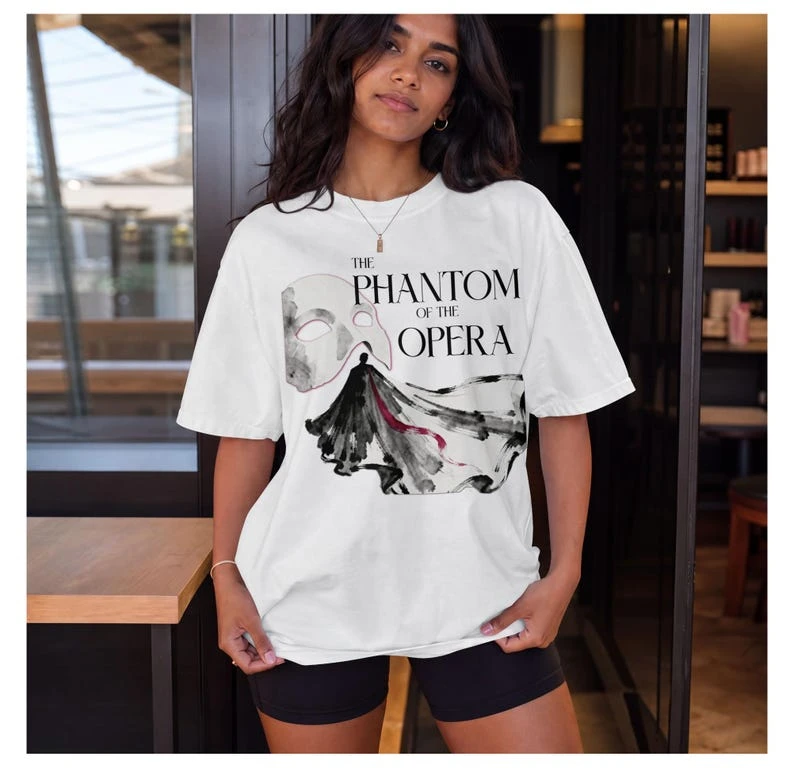 The Phantom of the Opera Broadway Musical T-Shirt Loose-fitting, stylish streetwear shirt  vintage clothes oversized t shirt