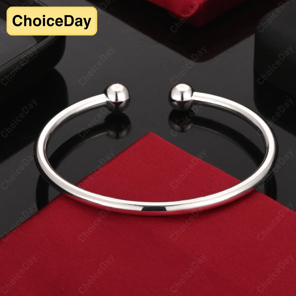 

ChoiceDay 925 Sterling Silver 4mm Simple Open Bracelet Party Accessories for Men Women Hip Hop Punk Gift