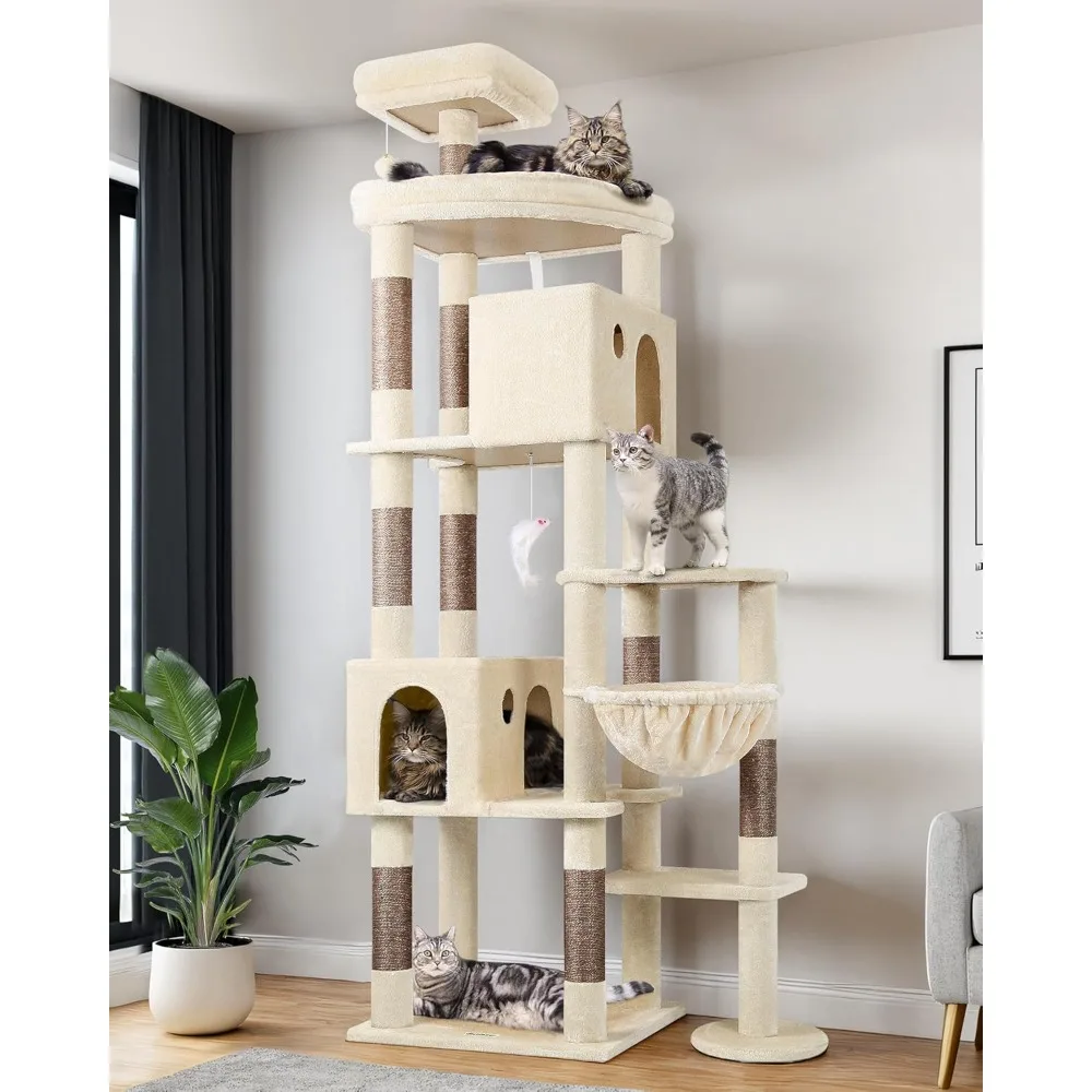 

Cat Tree, 83 inch Cat Tree for Indoor Cats Large Adult, XXL Cat Tower with 9 Scratching Posts for Heavy Duty Large Adult Cats,