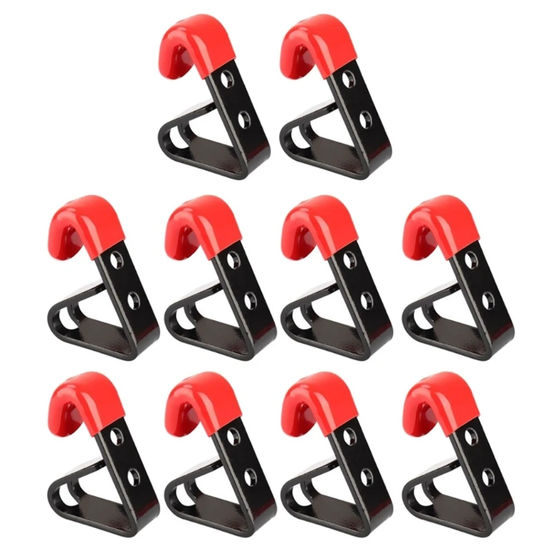 Espositore per negozio con gancio in metallo, 10 pezzi, per garage, attrezzi da giardino, nero+rosso