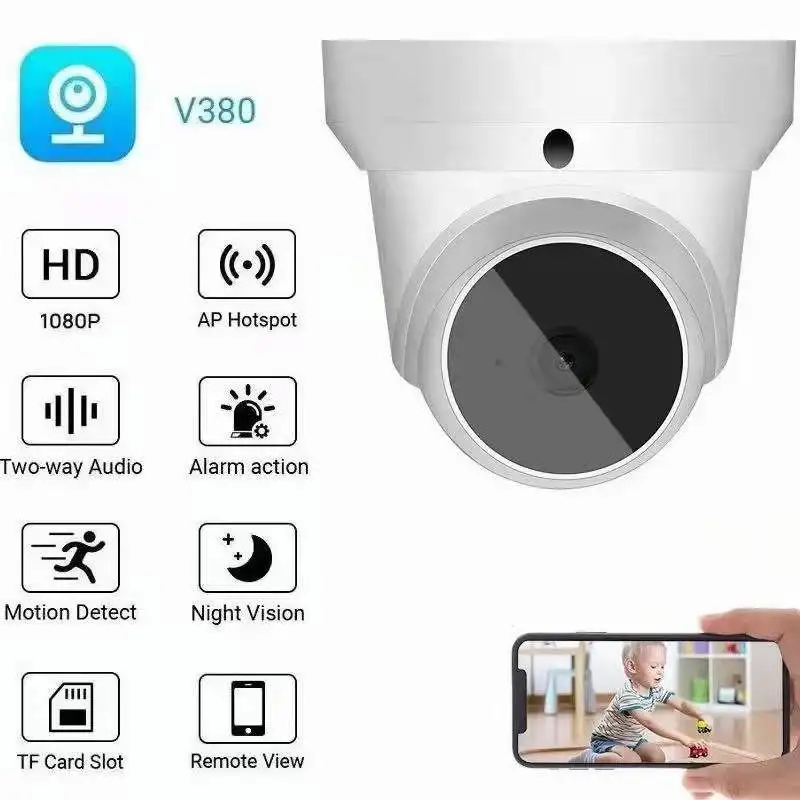 3MP 1296P V380Pro APP IP Dome Camera IR Night Vision Home Security CCTV Intercom  Baby Monitor